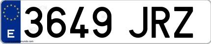 Ejemplo de matrícula española 3649 JRZ