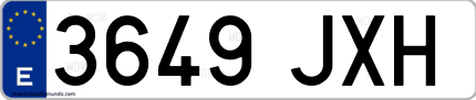 Ejemplo de matrícula de coche ordinaria 3649 JXH