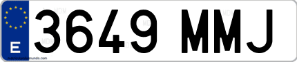 Ejemplo de matrícula de coche ordinaria 3649 MMJ
