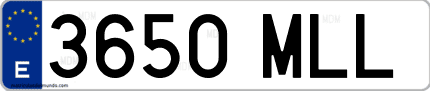 Ejemplo de matrícula de coche ordinaria 3650 MLL