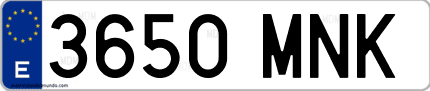 Ejemplo de matrícula de coche ordinaria 3650 MNK