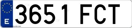Ejemplo de matrícula española 3651 FCT