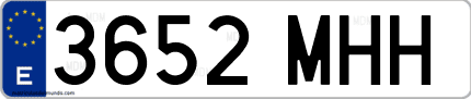 Ejemplo de matrícula de coche ordinaria 3652 MHH