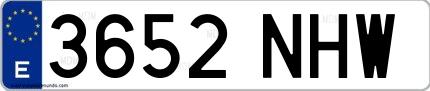 Ejemplo de matrícula española 3652 NHW