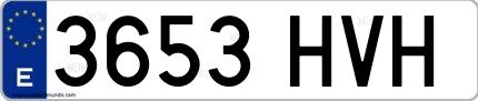 Ejemplo de matrícula española 3653 HVH