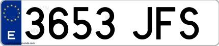 Ejemplo de matrícula española 3653 JFS