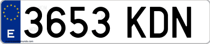 Ejemplo de matrícula de coche ordinaria 3653 KDN
