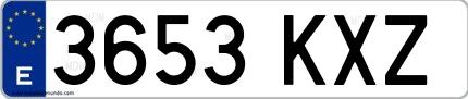 Ejemplo de matrícula española 3653 KXZ