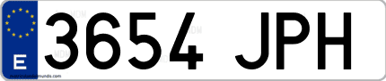 Ejemplo de matrícula de coche ordinaria 3654 JPH