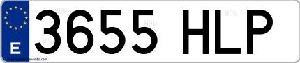 Ejemplo de matrícula española 3655 HLP