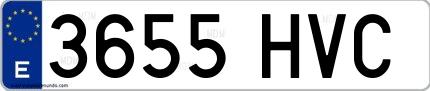 Ejemplo de matrícula española 3655 HVC