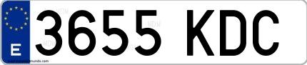 Ejemplo de matrícula española 3655 KDC