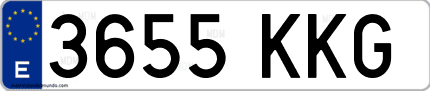Ejemplo de matrícula de coche ordinaria 3655 KKG