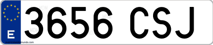 Ejemplo de matrícula de coche ordinaria 3656 CSJ