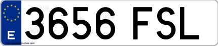 Ejemplo de matrícula española 3656 FSL