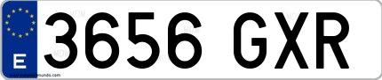 Ejemplo de matrícula española 3656 GXR