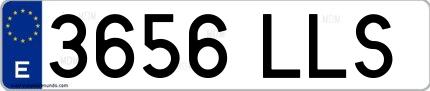 Ejemplo de matrícula española 3656 LLS