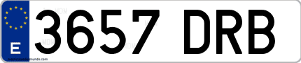 Ejemplo de matrícula de coche ordinaria 3657 DRB