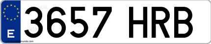 Ejemplo de matrícula de coche ordinaria 3657 HRB