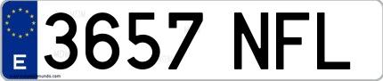 Ejemplo de matrícula española 3657 NFL