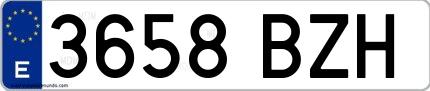 Ejemplo de matrícula española 3658 BZH
