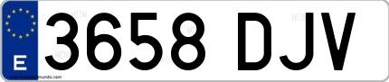 Ejemplo de matrícula española 3658 DJV