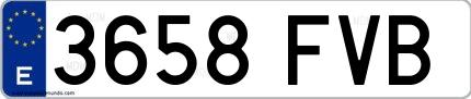 Ejemplo de matrícula española 3658 FVB