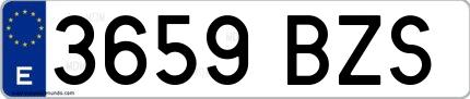 Ejemplo de matrícula española 3659 BZS