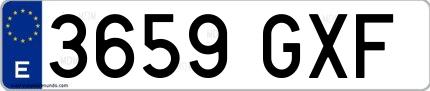 Ejemplo de matrícula española 3659 GXF