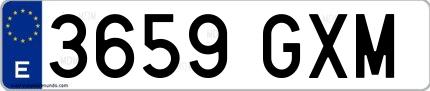 Ejemplo de matrícula española 3659 GXM