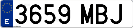 Ejemplo de matrícula de coche ordinaria 3659 MBJ