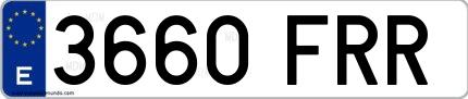 Ejemplo de matrícula española 3660 FRR