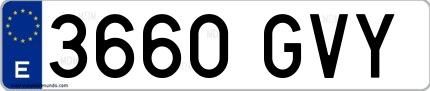 Ejemplo de matrícula española 3660 GVY
