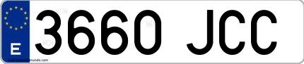 Ejemplo de matrícula española 3660 JCC