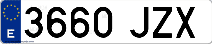 Ejemplo de matrícula de coche ordinaria 3660 JZX
