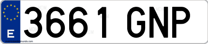 Ejemplo de matrícula de coche ordinaria 3661 GNP