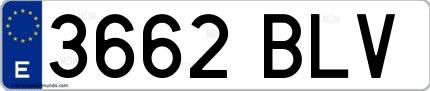Ejemplo de matrícula española 3662 BLV