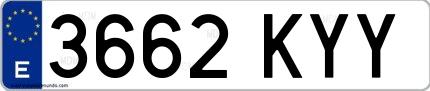 Ejemplo de matrícula española 3662 KYY