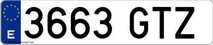 Ejemplo de matrícula española 3663 GTZ