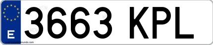 Ejemplo de matrícula española 3663 KPL