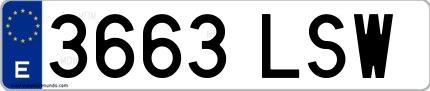 Ejemplo de matrícula española 3663 LSW