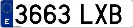 Ejemplo de matrícula española 3663 LXB