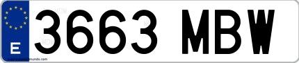 Ejemplo de matrícula española 3663 MBW