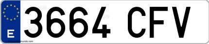 Ejemplo de matrícula española 3664 CFV