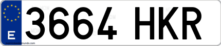 Ejemplo de matrícula de coche ordinaria 3664 HKR