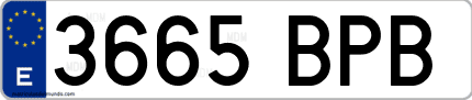 Ejemplo de matrícula de coche ordinaria 3665 BPB