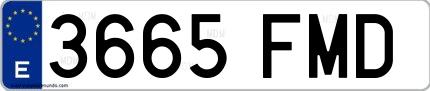 Ejemplo de matrícula española 3665 FMD