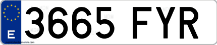 Ejemplo de matrícula de coche ordinaria 3665 FYR
