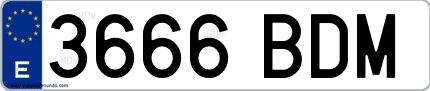 Ejemplo de matrícula española 3666 BDM
