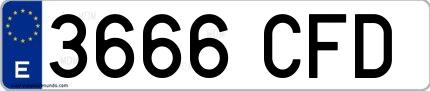 Ejemplo de matrícula española 3666 CFD